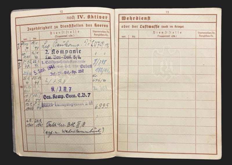 German Army Wehrpass Obergefreiter Paul Halzig 252 Infantry Division