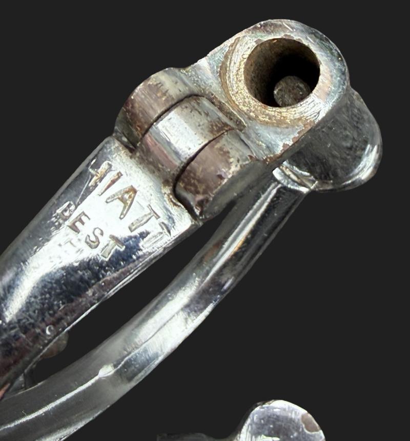 Early 20th Century British Police Hiatt Nickel Plated Handcuffs With Key