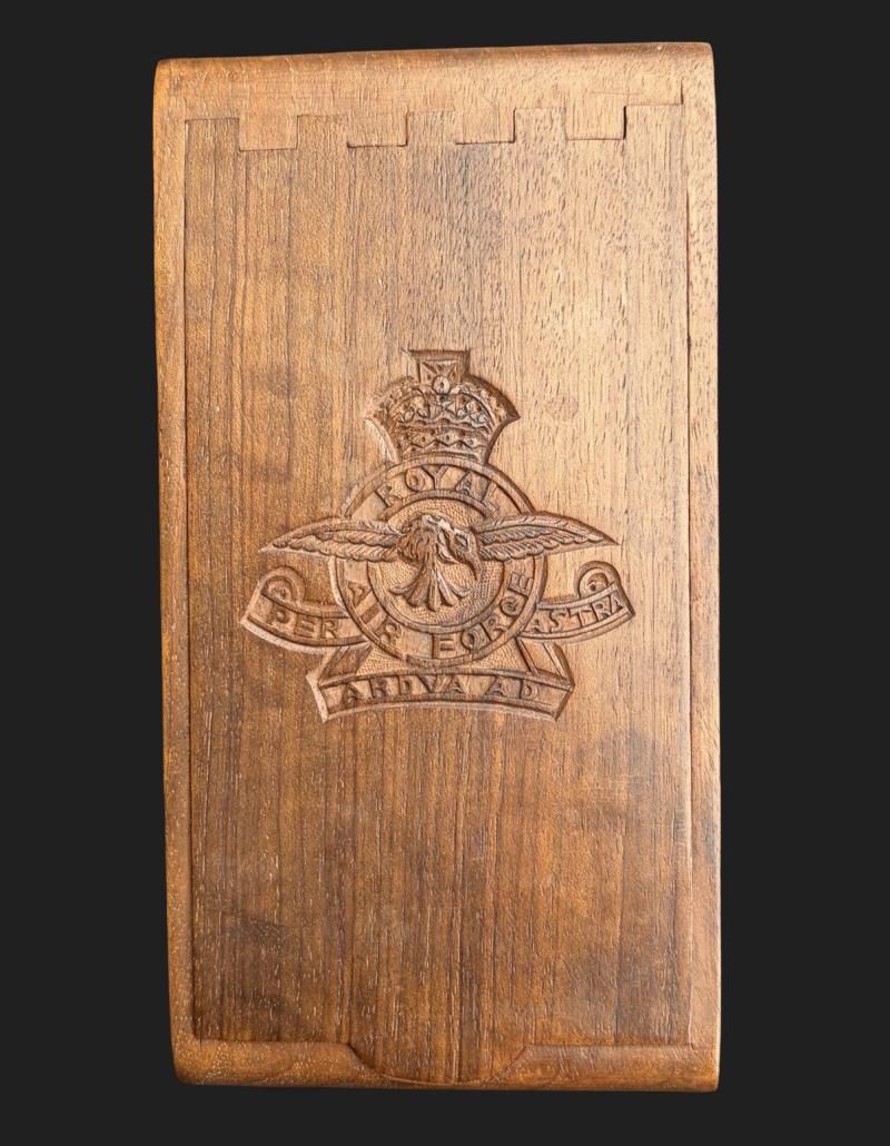 Beautiful Hand Carved Royal Air Force Prisoner Of War Cigarette Box
