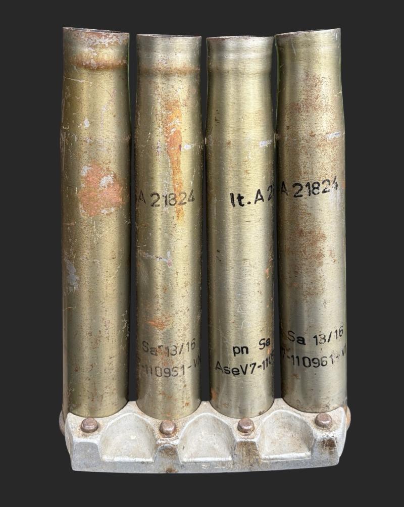 Four Empty KAM44 Shells & Charger Finnish 40mm Cannon German Made