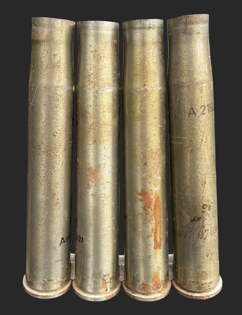 Four Empty KAM44 Shells & Charger Finnish 40mm Cannon German Made