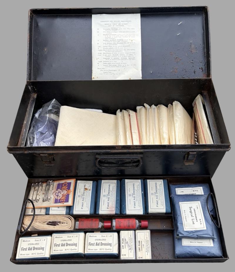 British Emergency Fire Brigade First Aid Chest 1941 Dated