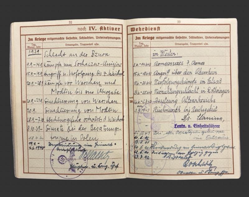 German Army Wehrpass Unteroffizier Werner Karl Lindermann KIA Orel Russia- Seige of Warsaw