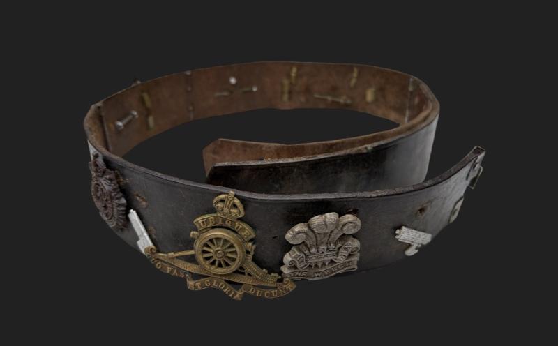 German “Hate Belt” With Assorted British Regimental Badges & Fascist Insignia