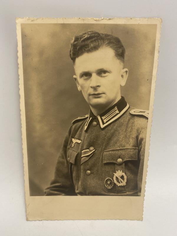 German Army Soldier With IAB Postcard Size Photograph