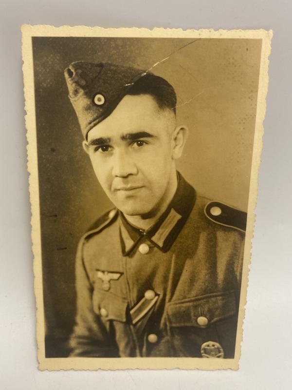 German Army Soldier With GAB Postcard Size Photograph