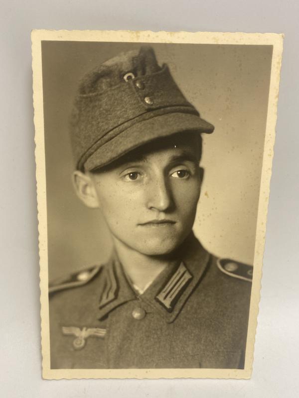 German Army Soldier In Combat Uniform Postcard Size Photograph