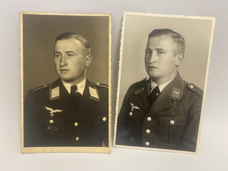 Pair of Luftwaffe NCO Postcard Size Photographs