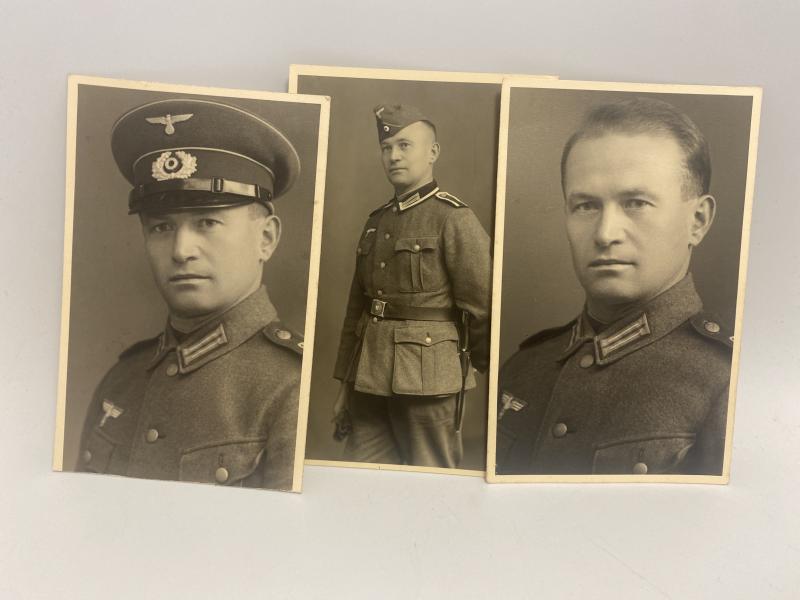 Three Studio Portraits German Soldier “Hugo Schmitt”