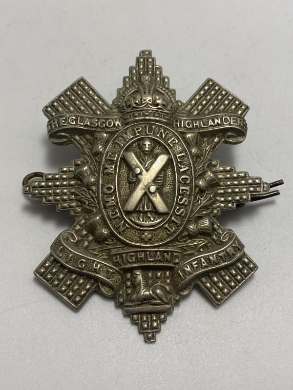 WW1 The Glasgow Highlanders Highland Light Infantry Bonnet Badge