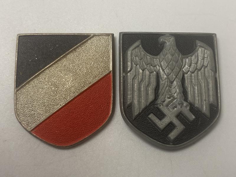 German Army DAK Pith Helmet Shields Pair With Pins