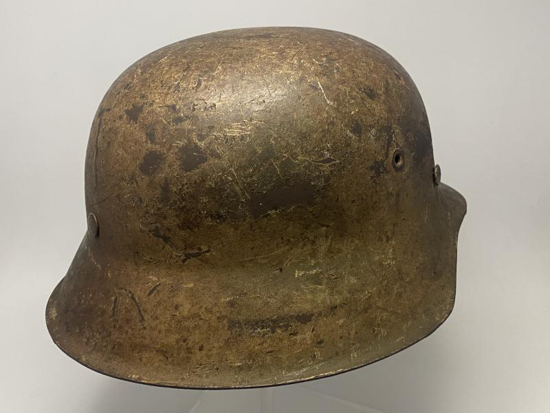 German Three Tone Normandy M42 Helmet Named