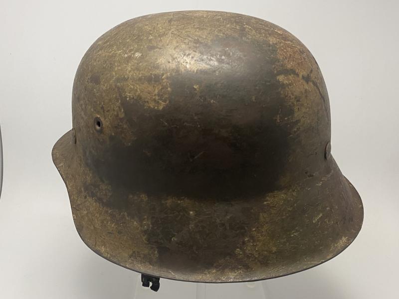 German Three Tone Normandy M42 Helmet Named