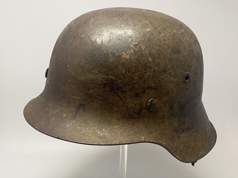German Three Tone Normandy M42 Helmet Named