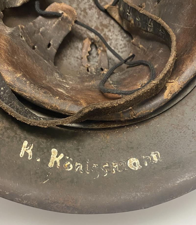 German Three Tone Normandy M42 Helmet Named