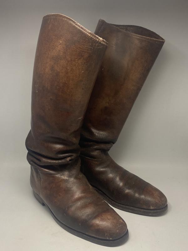 WW1 German Brown Leather Cavalry Riders Boots