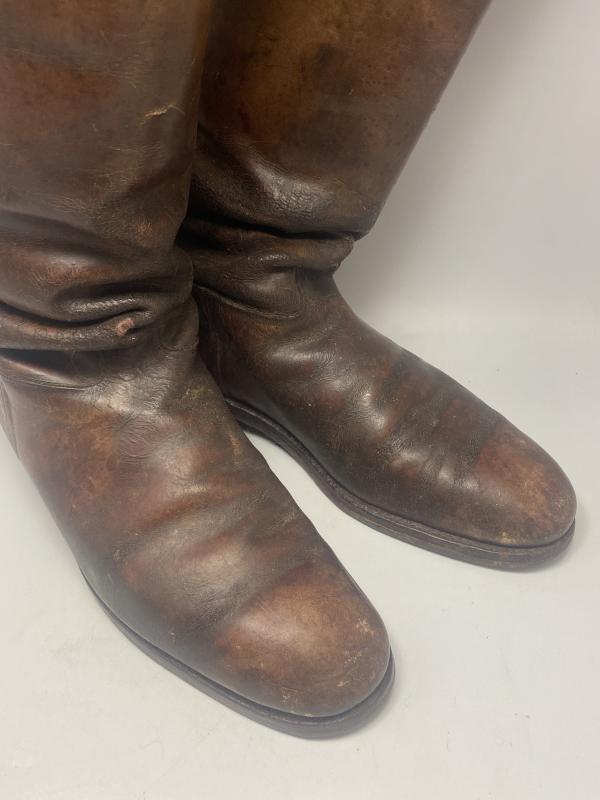 WW1 German Brown Leather Cavalry Riders Boots