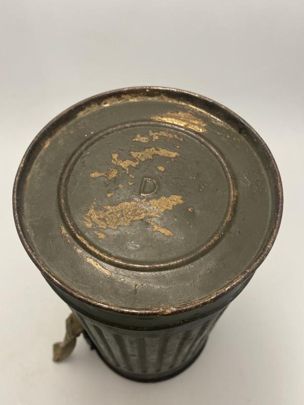 German GM30 Gas Mask Tin Ex-Südfront Paint Named Gren. Ludwig Neubauer