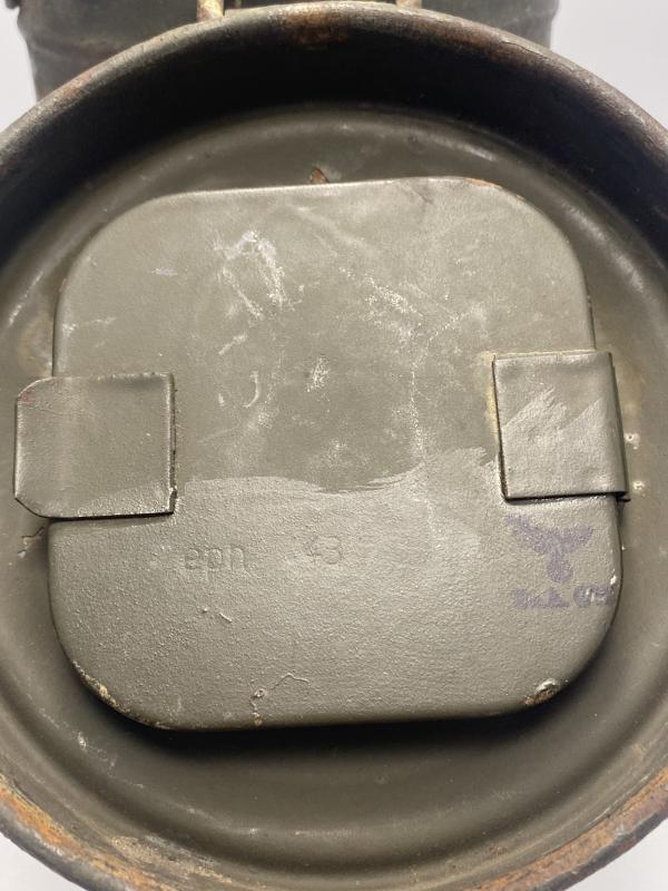 German GM30 Gas Mask Tin Ex-Südfront Paint Named Gren. Ludwig Neubauer