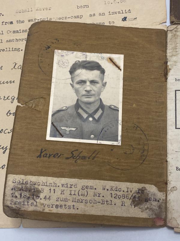 German Army Soldbuch Gren. Xaver Schall Gren.Ertz.Btl.11