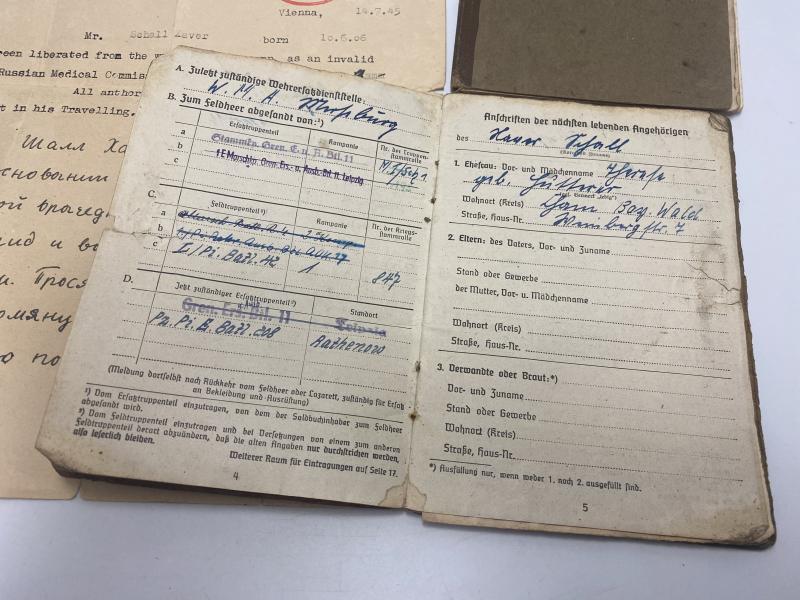 German Army Soldbuch Gren. Xaver Schall Gren.Ertz.Btl.11