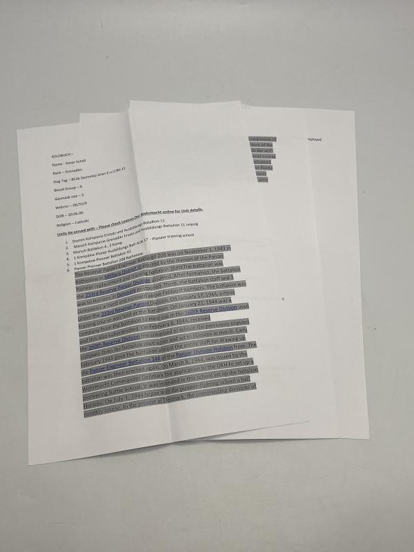 German Army Soldbuch Gren. Xaver Schall Gren.Ertz.Btl.11