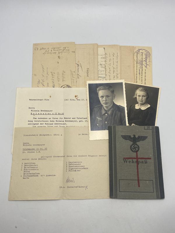 German Army KIA Polish Resistance 1944 Wehrpass Gren. Wilhelm Bredemeyer