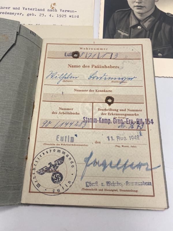 German Army KIA Polish Resistance 1944 Wehrpass Gren. Wilhelm Bredemeyer