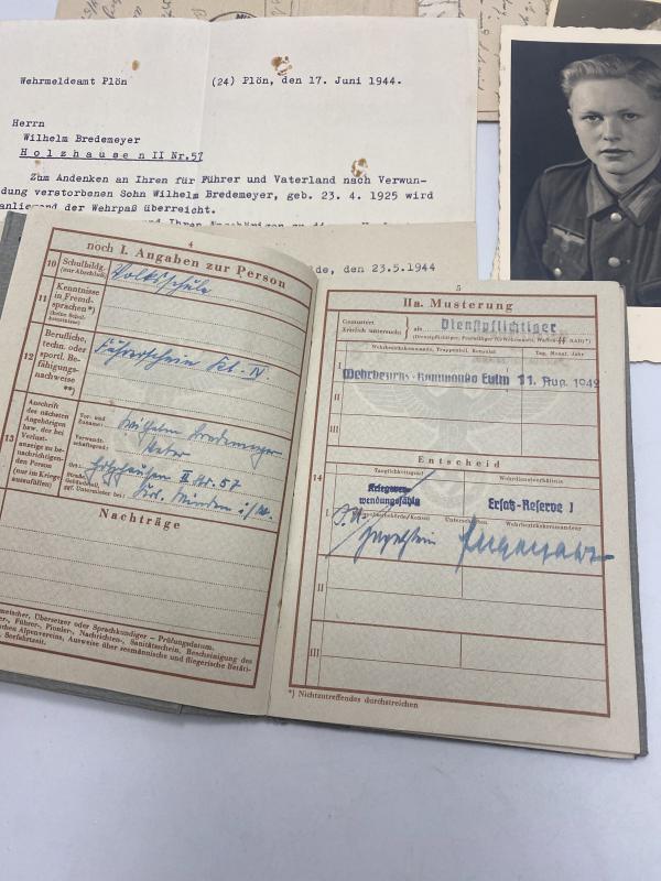 German Army KIA Polish Resistance 1944 Wehrpass Gren. Wilhelm Bredemeyer