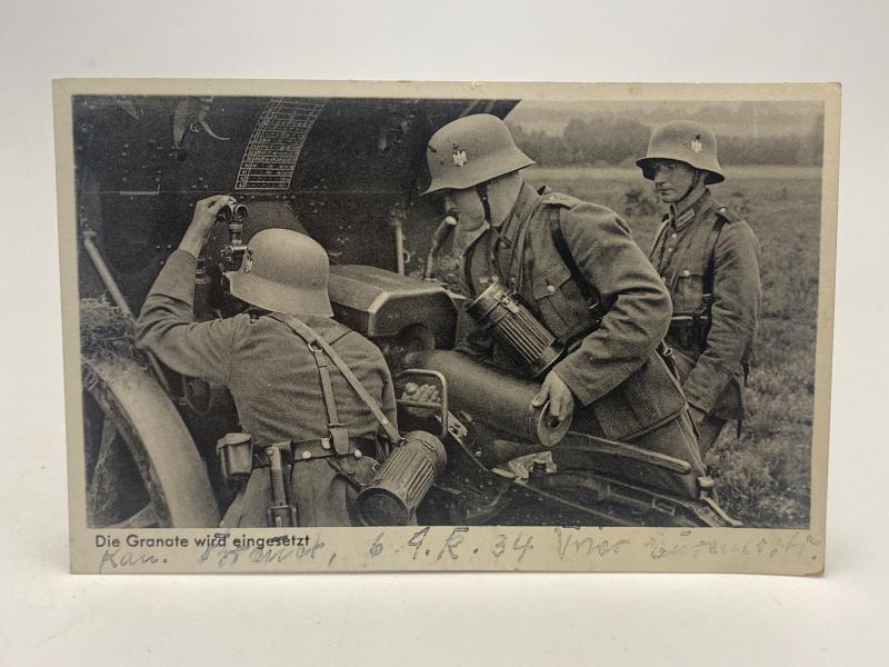 Die Granate Wird Eingesetzt Loading Artillery Gun Postcard