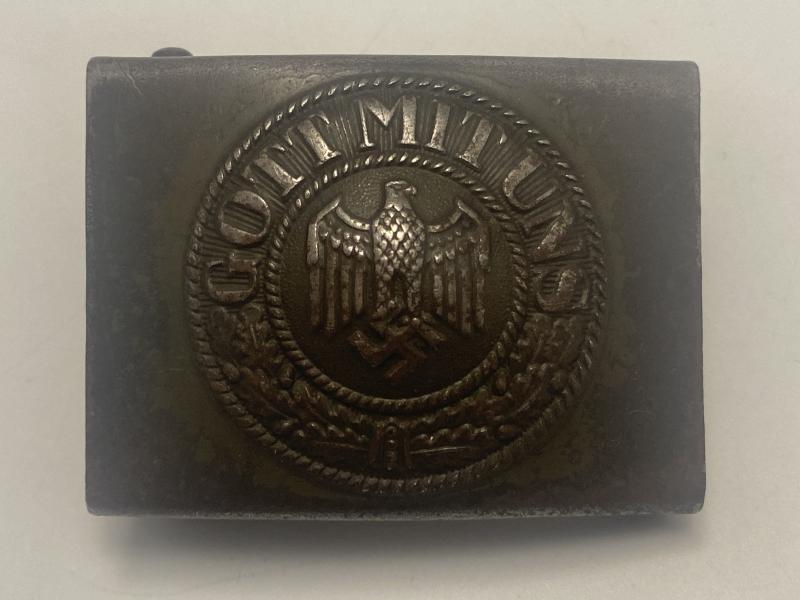 German Heer Belt Buckle Gustav Brehmer Factory Green Paint