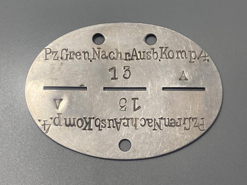 German Army ID Disc Pz.Gren.Nachr.Ausb.Komp.4.