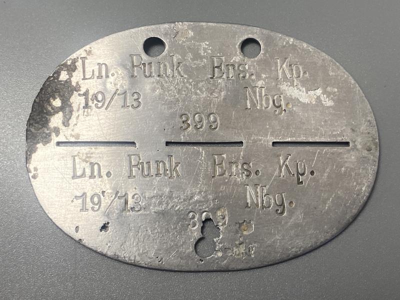 German Airforce ID Disc Ln.Funk.Ers.Kp.19/13 Nbg.