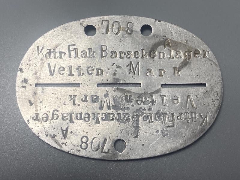 German Airforce ID Disc KdtrFlak.Barackenlager Velten Mark
