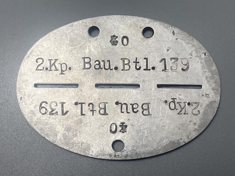 German Army ID Disc 2.Kp.Bau.Btl.139