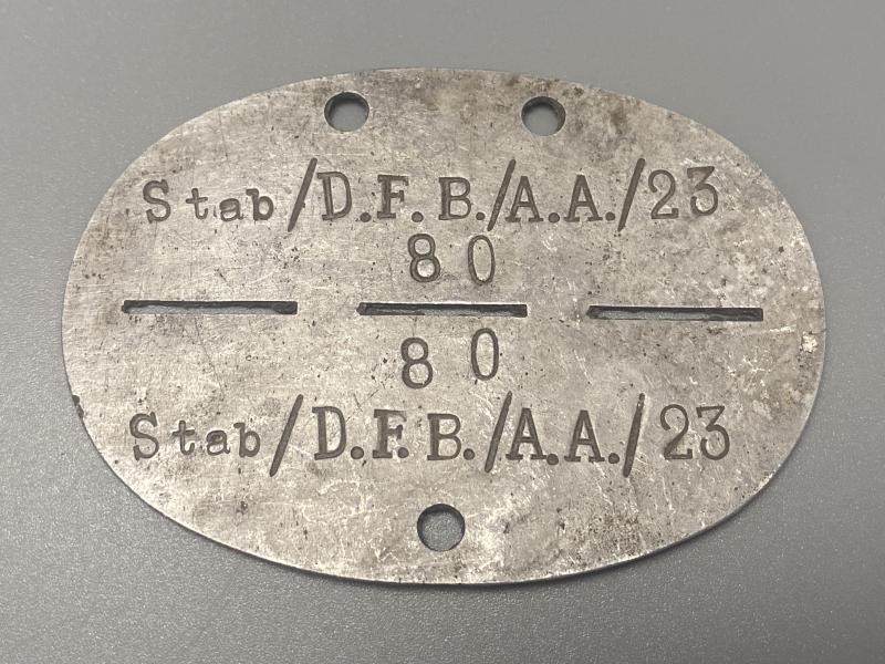 German Army ID Disc Stab/D.F.B./A.A./23