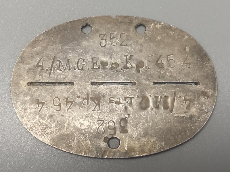 German Army ID Disc 4./M.G.Ers.Kp.454