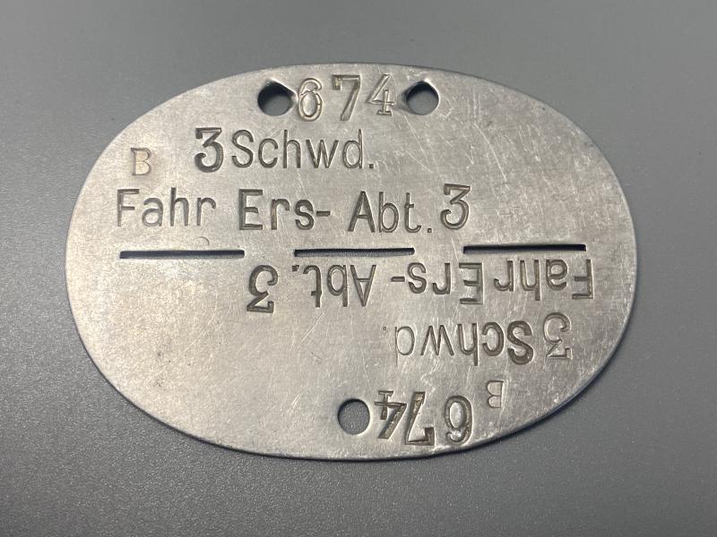 German Army ID Disc 3Schwd.Fahr Ers-Abt.3