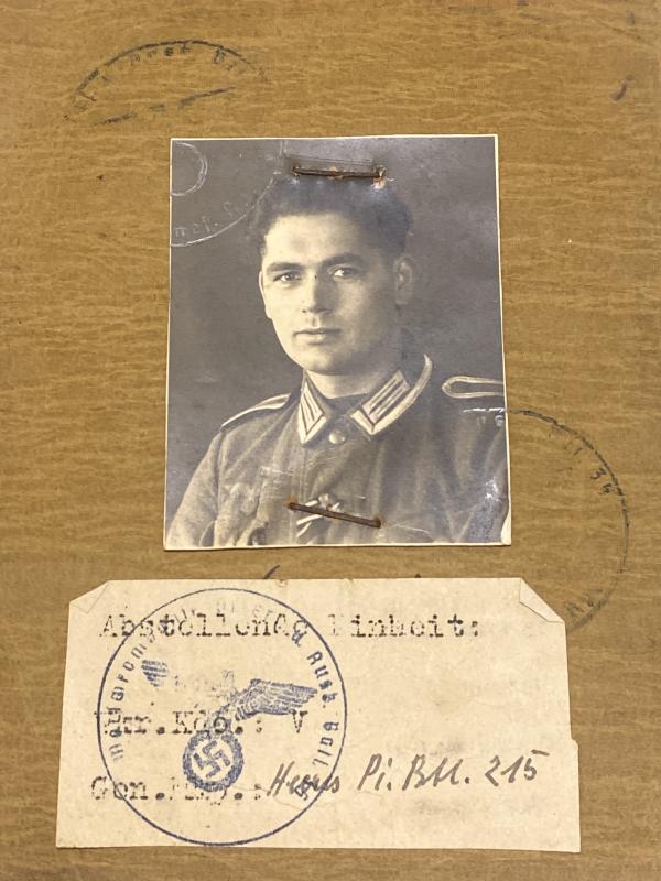 German Army Soldbuch Pioneer Unteroffizier Pi.Btl.215