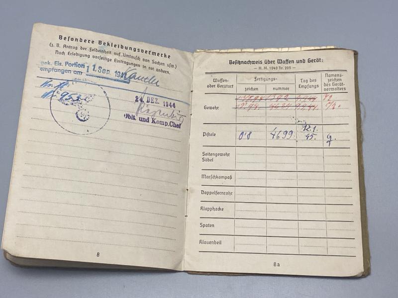 German Army Soldbuch Pioneer Unteroffizier Pi.Btl.215