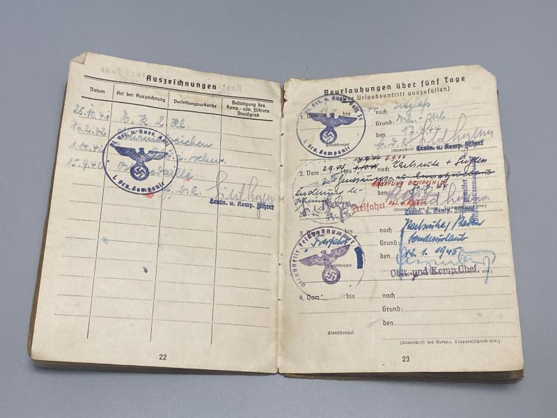 German Army Soldbuch Pioneer Unteroffizier Pi.Btl.215