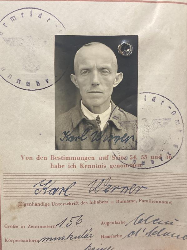 German Army Wehrpass Karl Werner Landsturm WW1 Veteran