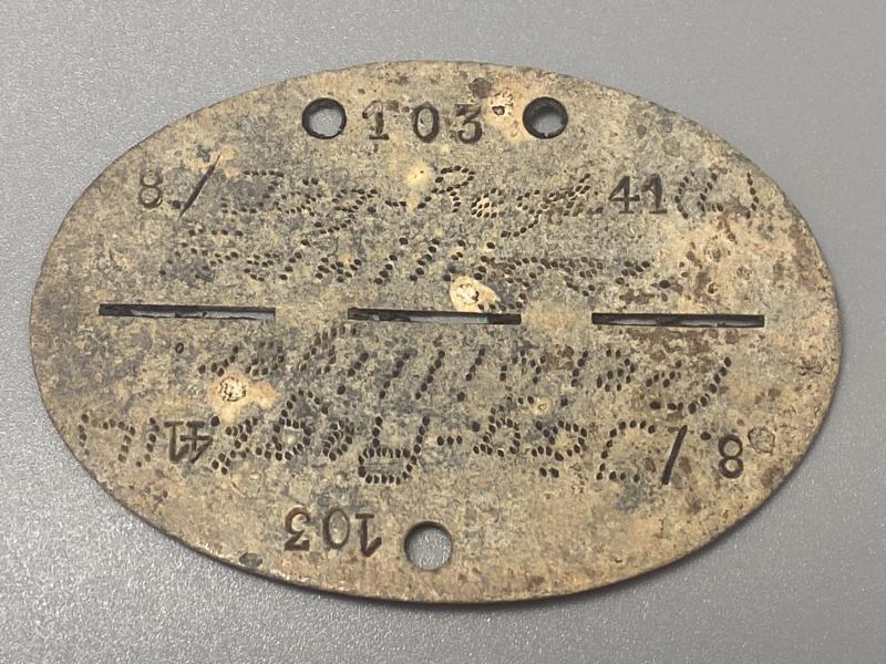 Luftwaffe Feld Division Volunteer ID Disc 8./ Jäg.-Regt.41(L) Freiwilliger.