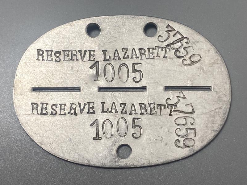 German Field Hospital ID Disc Reserve Lazarette